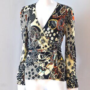 Missoni Long Sleeve Wraparound Multi Patterned Viscose Top - Italy